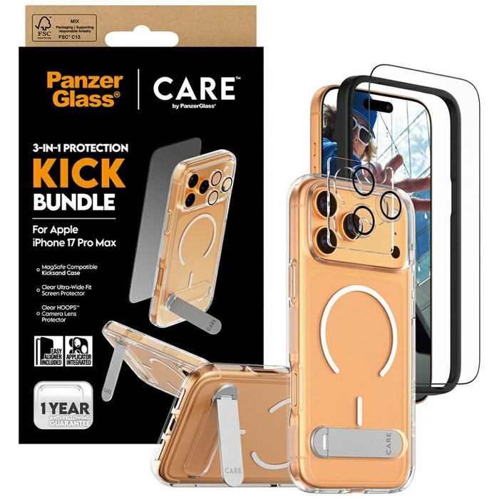 CARE by PanzerGlass Feature Kick 3in1 Case + Glass + Lens Protection Kit for iPhone 17 Pro Max
