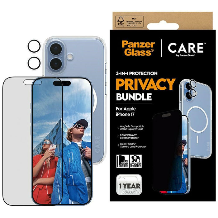 CARE by PanzerGlass Flagship Privacy 3-in-1 Case + Privacy Glass + Lens for iPhone 17