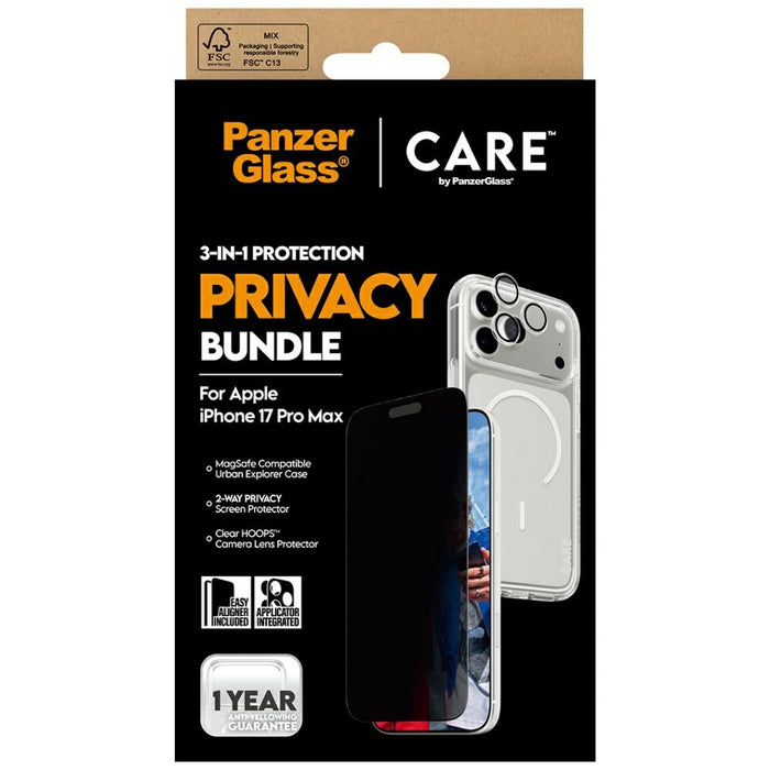 CARE by PanzerGlass Flagship Privacy 3-in-1 Case + Privacy Glass + Lens for iPhone 17 Pro Max