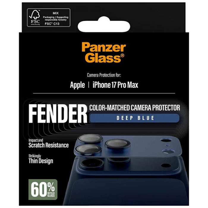 PanzerGlass Fender Camera Protector Tempered Glass Lens Screen Protector for iPhone 17 Pro Max - Blue