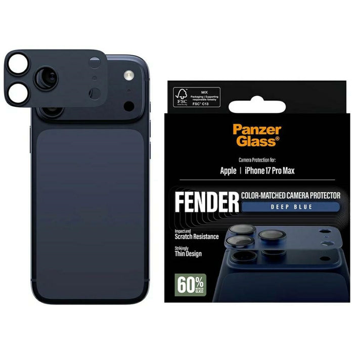 PanzerGlass Fender Camera Protector Tempered Glass Lens Screen Protector for iPhone 17 Pro Max - Blue