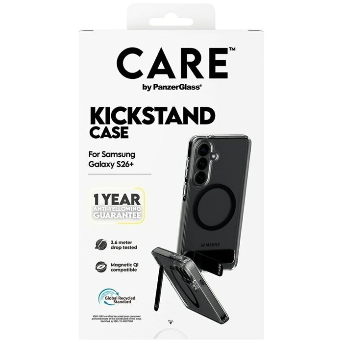 CARE by PanzerGlass Black Kickstand &amp; QI Case for Samsung Galaxy S26+ - Transparent