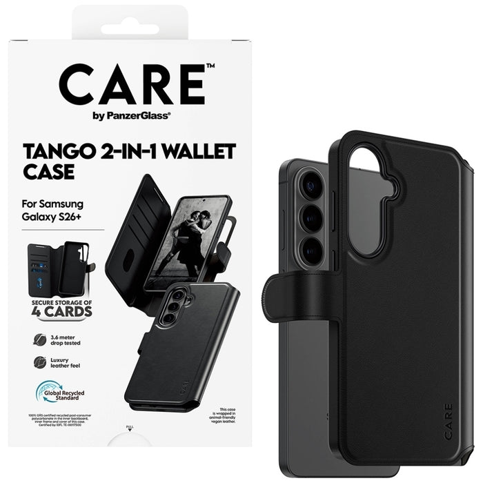 CARE by PanzerGlass Tango 2in1 Wallet Case for Samsung Galaxy S26+ - Black