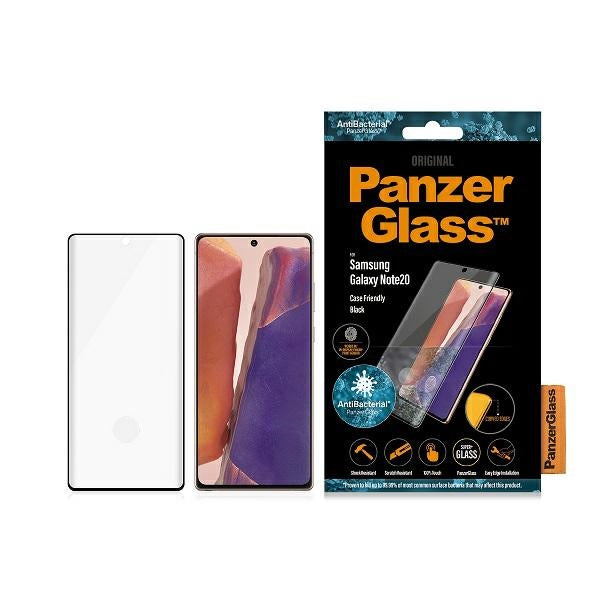 PanzerGlass Curved Super+ Tempered Glass for Samsung Note 20 Case Friendly Finger Print AntiBacterial - Black