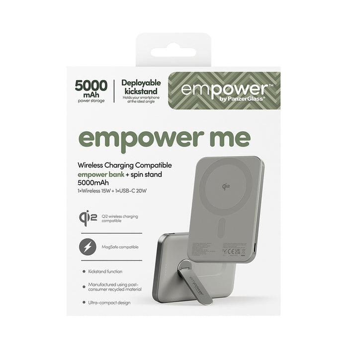 EXTERNAL BATTERY EMPOWER Wireless Charge 5 Ah Titanium spin stand