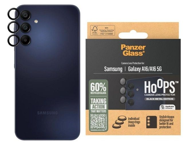 PanzerGlass Hoops Tempered Glass Lens Cover for Samsung Galaxy A16 / A16 5G - Black
