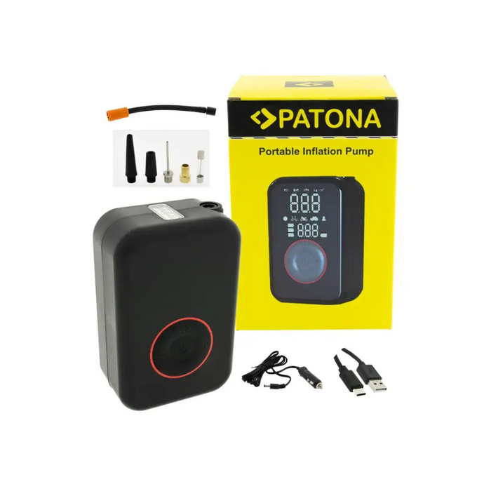 PATONA Electric tire inflator 10.3 bar / 150 PSI Powerbank and LED light Black - CompressorsNAK-KOM<<<Cordless