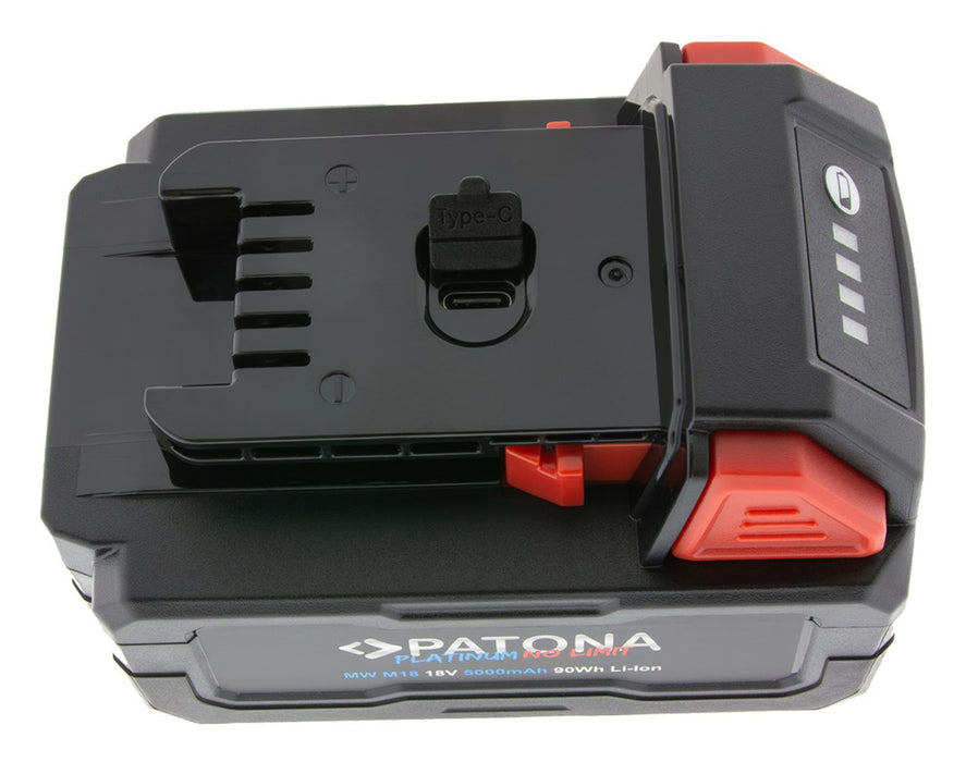 PATONA Platinum 18V Battery for Milwaukee M18 with USB-C port PD45W Black