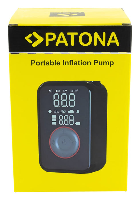 PATONA Electric tire inflator 10.3 bar / 150 PSI Powerbank and LED light Black