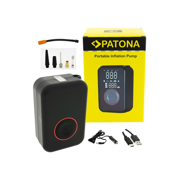 PATONA Electric tire inflator 10.3 bar / 150 PSI Powerbank and LED light Black