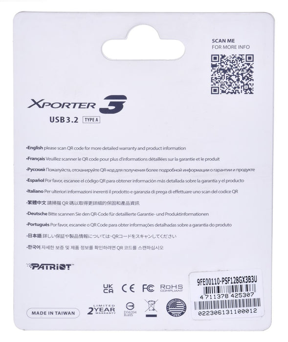 PARTIOT FLASHDRIVE Xporter 3 128GB Type A USB 3.2