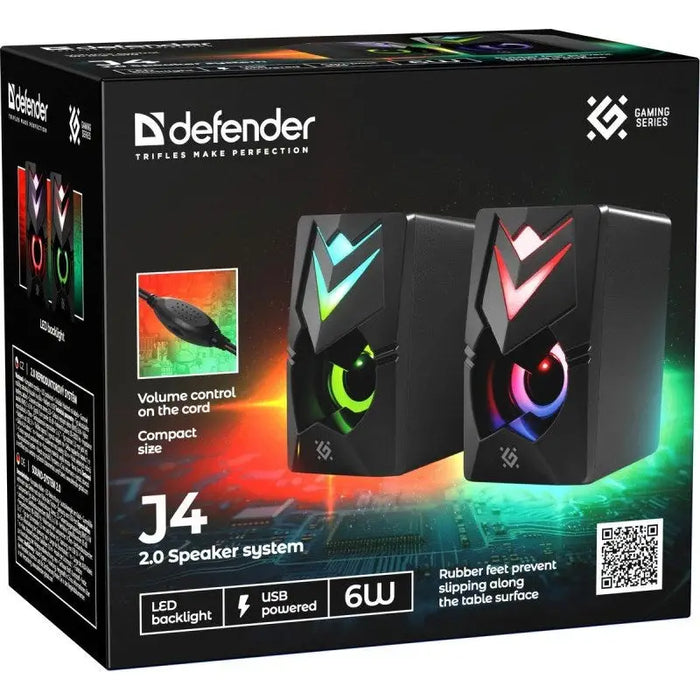 PC Speakers 2.0 DEFENDER J4 2.0 6W LED USB black - SpeakersPER-GLO<<<Input / Output DevicesPER<<<ActionPL