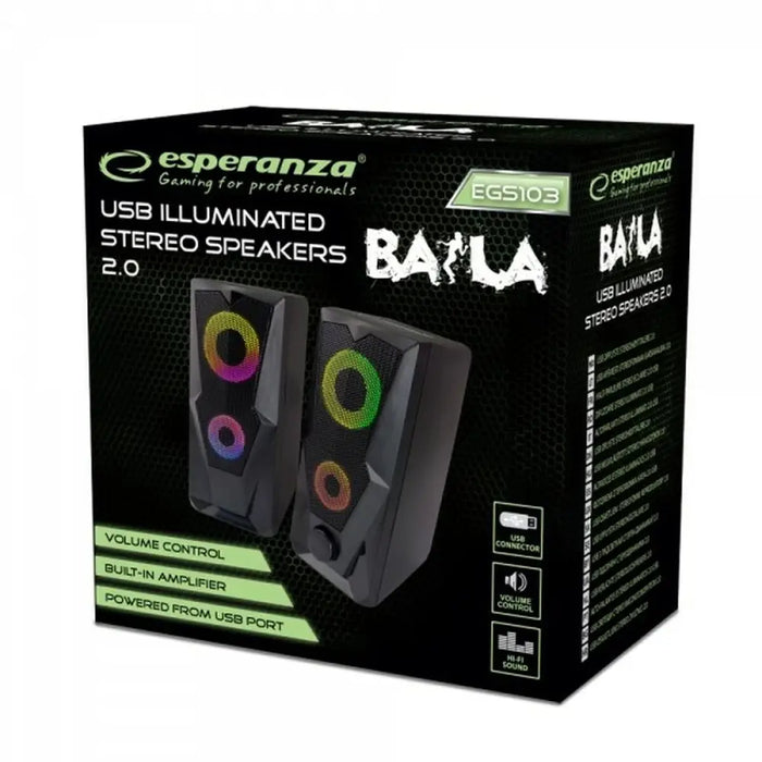 PC Speakers Esperanza BAILA Black Multicolour - Колони за Компютър<<<Електроника Периферни и резервни части<<<Компютри|