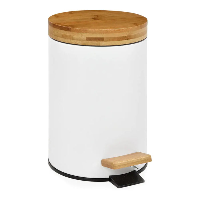 Pedal bin Andrea House White Matt Metal Bamboo 3 L (Ø 17 x 26 cm) - Баня<<<Дом Градина<<<BigBuy&&&Аксесоари и