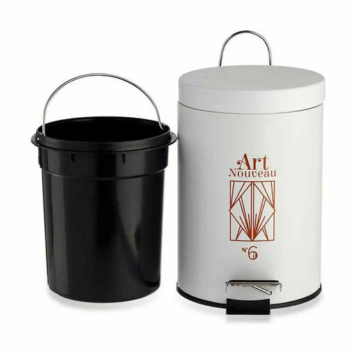 Pedal bin Berilo Art Nouveau White Bronze Steel Plastic 3 L (6 Units) - Почистване Прахосмукачки И Гладене<<<Дом