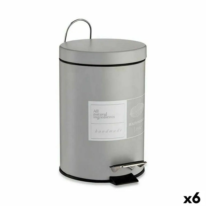Pedal bin Berilo Beauty Products White Grey Steel Plastic 3 L (6 Units) - Почистване Прахосмукачки И Гладене<<<Дом