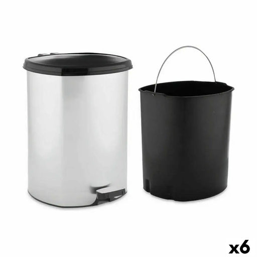 Pedal bin Berilo Silver Plastic 11 L (6 Units) - Почистване Прахосмукачки И Гладене<<<Дом Градина<<<BigBuy&&&Други