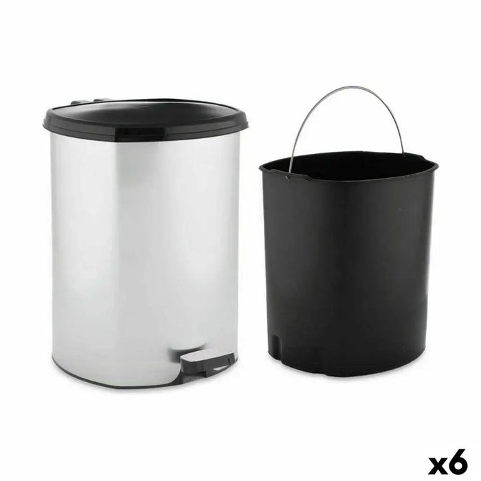 Pedal bin Berilo Silver Plastic 11 L (6 Units) - Почистване Прахосмукачки И Гладене<<<Дом Градина<<<BigBuy&&&Други