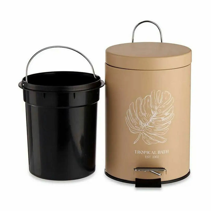 Pedal bin Berilo Tropical Bath White Beige Steel Plastic 3 L (6 Units) - Почистване Прахосмукачки И Гладене<<<Дом