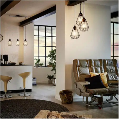 PENDANT 1ХЭ27 Ф17.5CM BLACK GRID EGLO TARBES - Пендели<<<Вътрешно