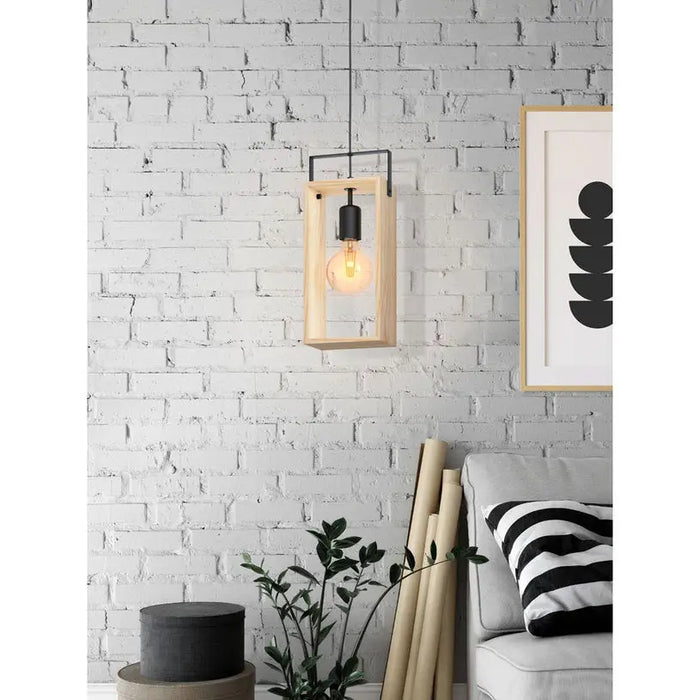PENDANT E27 BLACK/WOOD EGLO FAMBROUGH - Пендели<<<Вътрешно осветление<<<Осветление<<<Praktiker&&&Пендели<<<Вътрешно