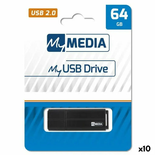 Pendrive MyMedia Black 64 GB (10 Units) - Компютър Мрежи и компоненти<<<Компютри| Електроника<<<BigBuy&&&USB флаш