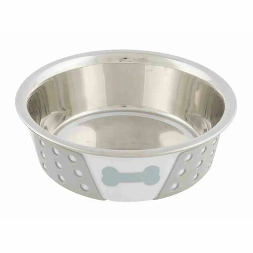Pet feeding dish Trixie White Grey Silicone Stainless steel 400 ml 0,4 l - Купички за храна и вода<<<Домашни