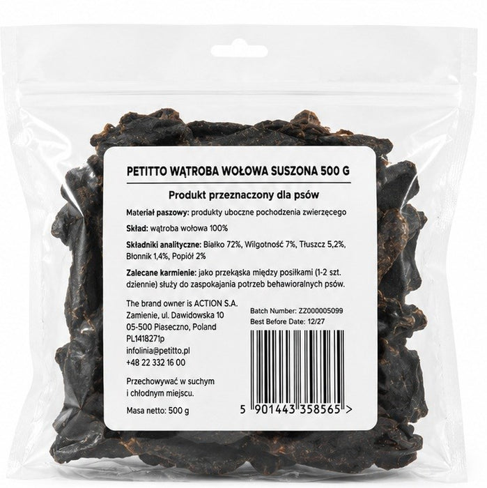 PETITTO Dried beef liver Mono - dog treat - 500g