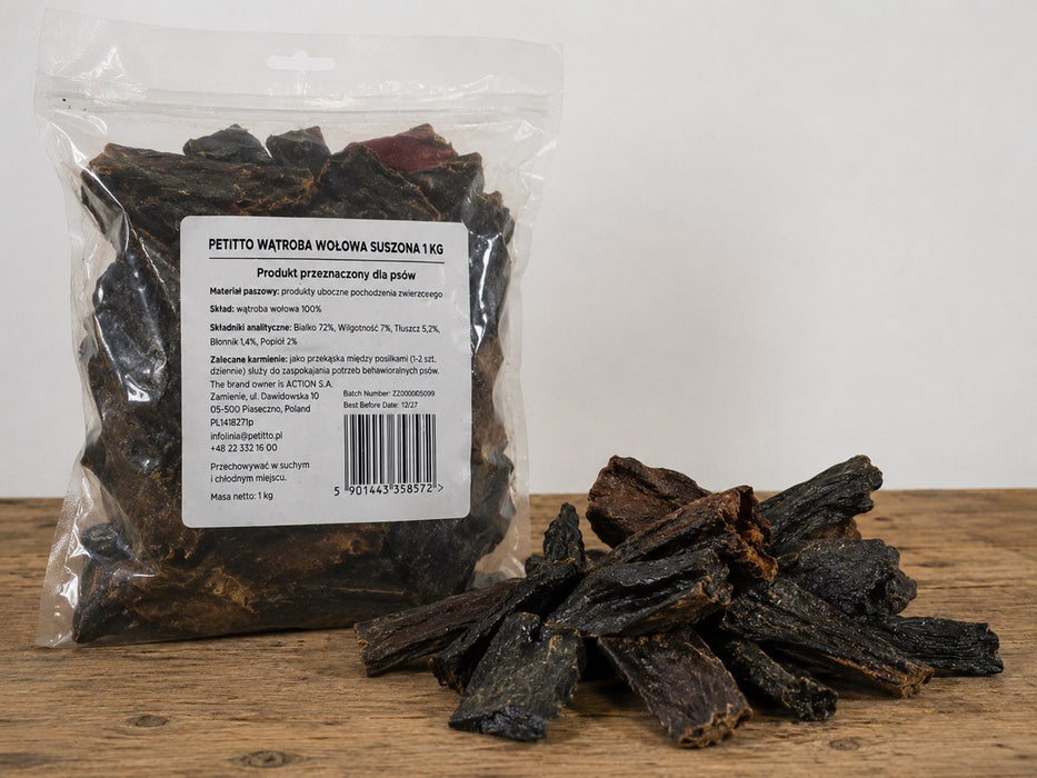 PETITTO Dried beef liver Mono - dog treat - 1kg