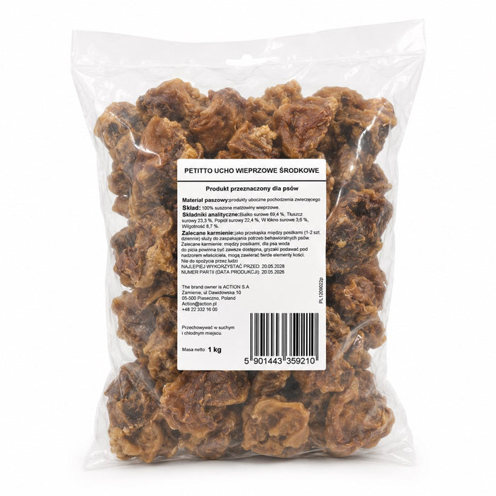 PETITTO medium pig ear Mono - treat for dogs - 1 kg