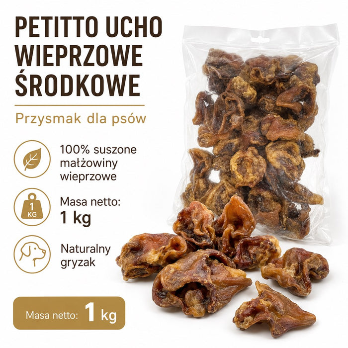 PETITTO medium pig ear Mono - treat for dogs - 1 kg