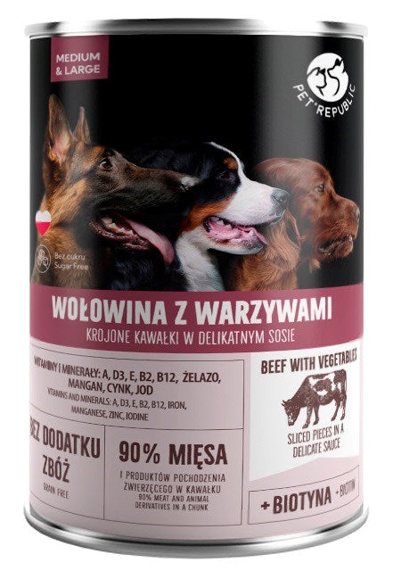 PET REPUBLIC Adult Medium & Large Beef with vegetables - wet dog food - 1250g