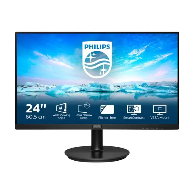 PHILIPS 241V8L/00 23.8inch VA LCD FHD 1920x1080 4ms 250cd VGA HDMI - Потребителски монитори<<<Дисплеи<<<Аудио Видео