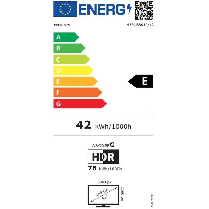 Philips 43PUS8010/12 43’’ 4K UHD LED 3840x2160p 60Hz DVB-T/T2/T2-HD/C/S/S2 60Hz Ambilight 3 Pixel Precise UHD HDR+