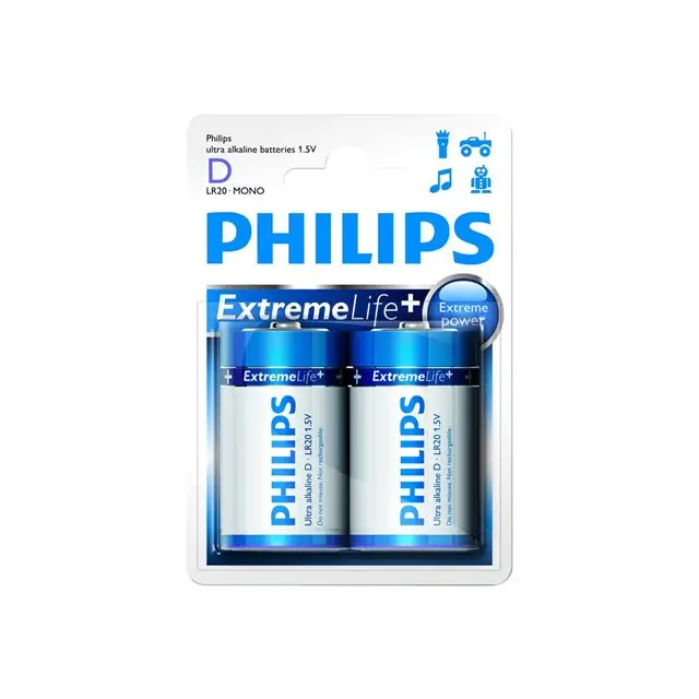 PHILIPS EXTREAMLIFE D PATTERI 2-KPL - Батерии и зарядни устройства<<<Офис консумативи<<<Офис оборудване<<<ALSO
