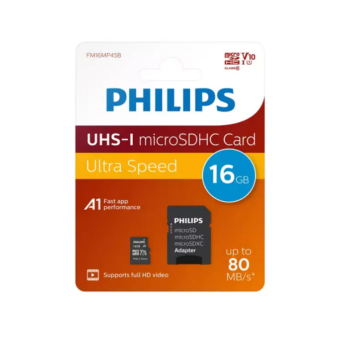 Philips Micro SDHC Card 16GB Class 10 - Карти памет<<<Памети<<<MediaTrade