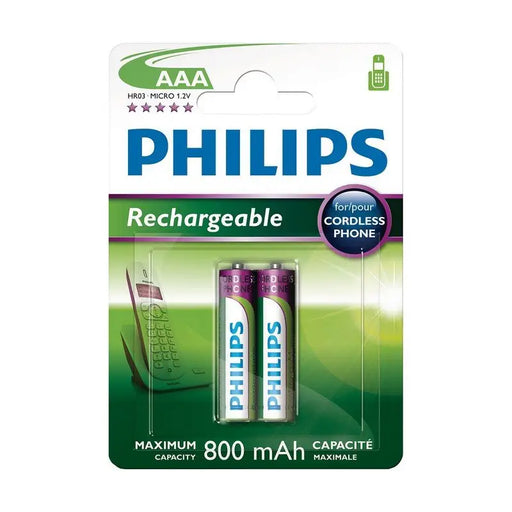 Philips Rechargeable battery LR03 AAA 800 mAh 2-blister (HR03) f - Батерии и зарядни устройства<<<Офис