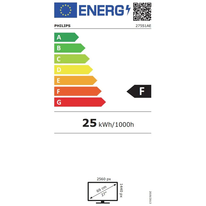 Philips S Line 275S1AE/00 LED display 68.6 cm (27’’) 2560 x 1440 pixels 2K Ultra HD LCD Black