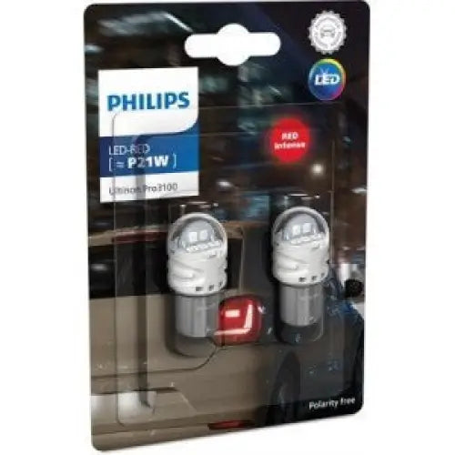 PHILIPS ULTINION PRO3100SL P21W RED LED 1,75W 12V CARTON BLISTER X2 PCS - АВТОАКСЕСОАРИ<<<MaxCar