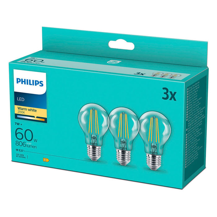 LED BULB E27 7W 806LM 2700K 3 FILAMENT PHILIPS