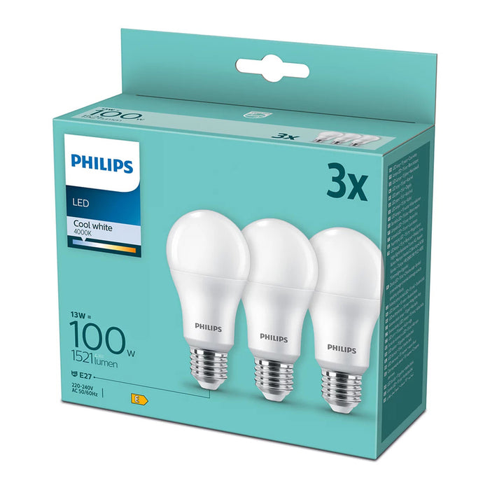 LED BULB PHILIPS E27 13W 4000K 3 PACK