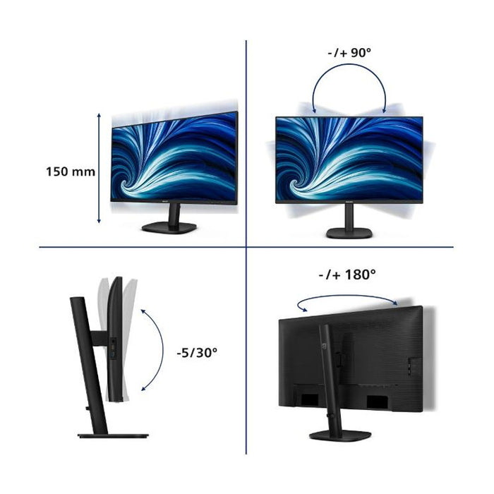 Philips 27B2U3601, 27" IPS WLED, 2560x1440@120Hz, 4ms GtG, 350cd m/2, 1500:1, 50M:1 DCR, Adaptive Sync, FlickerFree, SoftBlue, 2Wx2, Tilt, Height Adjust, Pivot, Swivel, HDMI, DP, RJ45, USB hub