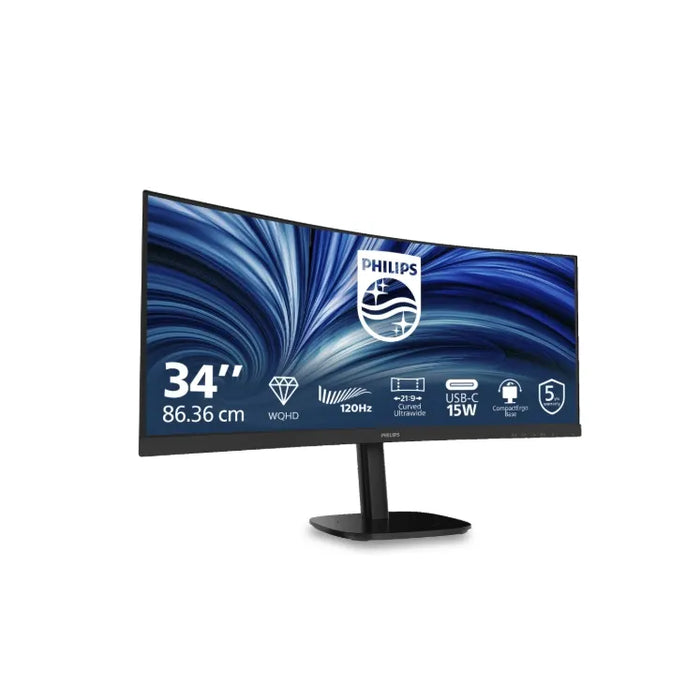 Philips 34B2N3500C, 34" Curved 1500R, VA, WLED, 3440x1440@120Hz, 4ms GtG, 350cd m/2, 3500:1, 50M:1 DCR, Adaptive Sync, FlickerFree, SoftBlue, 5Wx2, Tilt, Height Adjust, Swivel, 2xHDMI, DP, USB hub