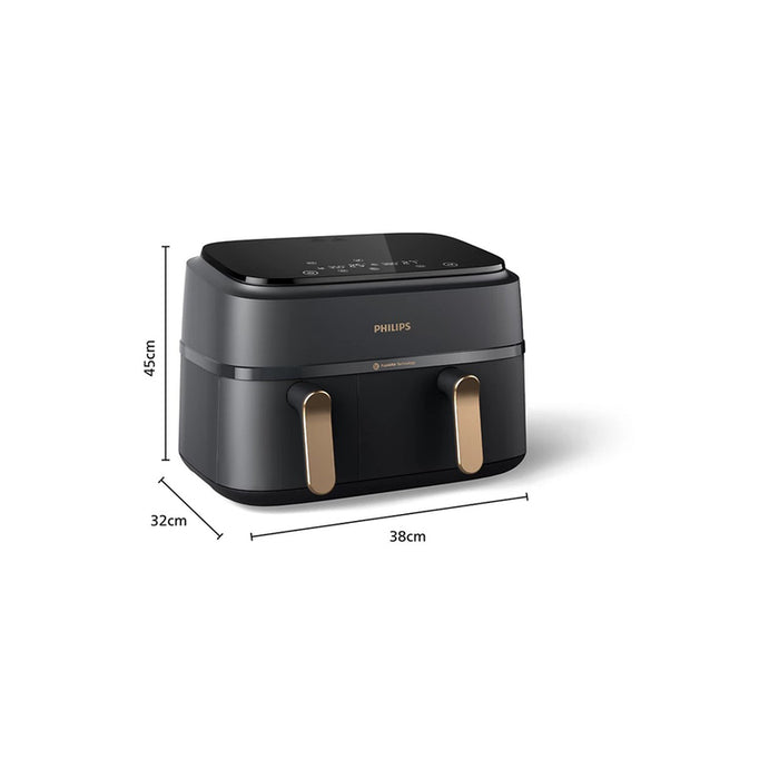 Philips Airfryer 3000 Series Dual Basket NA35200, 9L Black EU