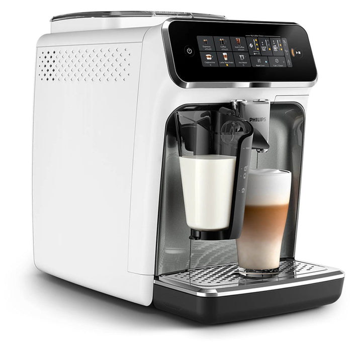 Coffee machine PHILIPS LatteGO EP3343/70 SilentBrew technology 1800.00 ml, AUTOMATIC CAPPUCCINO SYSTEM, 15.00 bar, GROUND COFFEE OPTION, WHITE