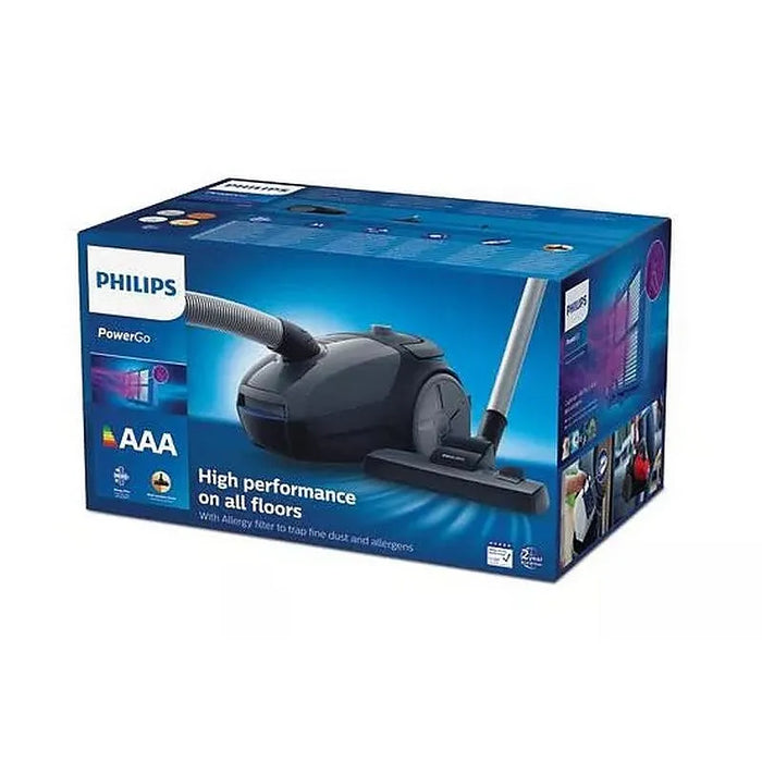 Philips PowerGo Vacuum cleaner with bag, anti-allergy filter retains 99.9 of the particles - ECARF certified, blue