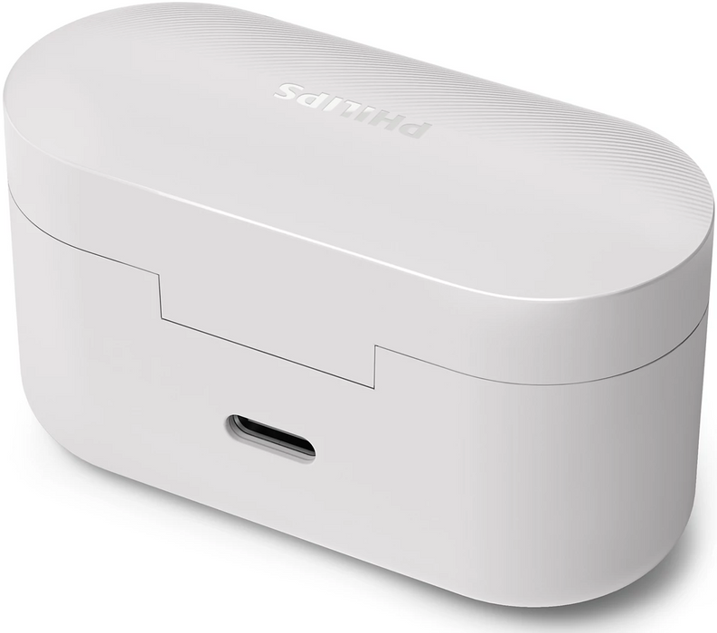 PHILIPS True Wireless Earbuds IPX4 Make calls using a single earbud Up to 24 hours play time white