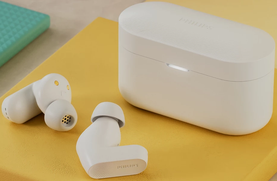 PHILIPS True Wireless Earbuds IPX4 Make calls using a single earbud Up to 24 hours play time white
