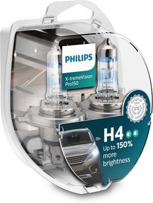 PHILIPS X-TREMEVISION PRO150 H4 3400K 55W/60W 12V CARTON BLISTER X2 PCS