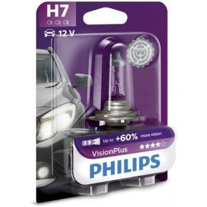 PHILIPS VISIONPLUS H7 3400K 55W 12V CARTON BLISTER 1 PCS